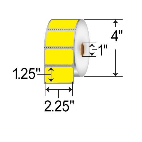 Barcodefactory 2.25x1.25  DT Label [Perforated, Yellow] RD-225-125-1135-YL