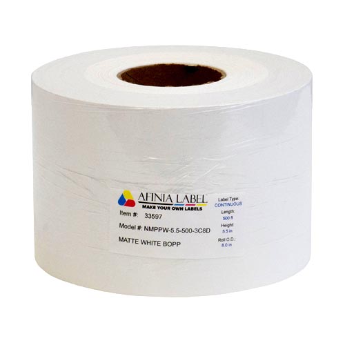 Afinia Label 5.5x500' Matte BOPP Label [Non-Perforated] 33597