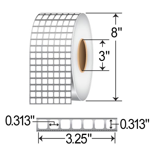 Zebra Z-Supreme 2000T 0.3125x0.3125 Polyimide TT Label [8up, Perforated] 10023023