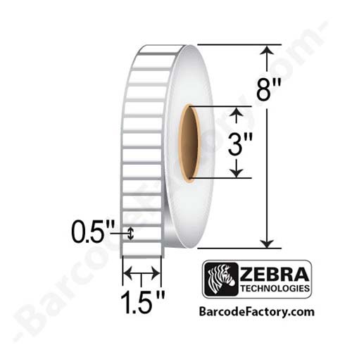 Zebra Z-Ultimate 2000T 1.5x0.5 Polyester TT Label [Perforated] 10008511