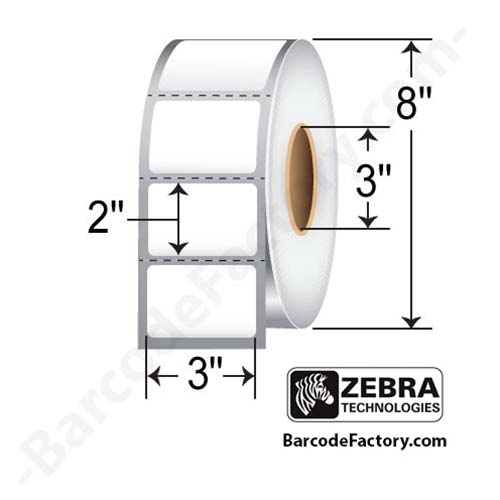 Zebra Z-Ultimate 2000T 3x2 Polyester TT Label [Perforated] 10008514