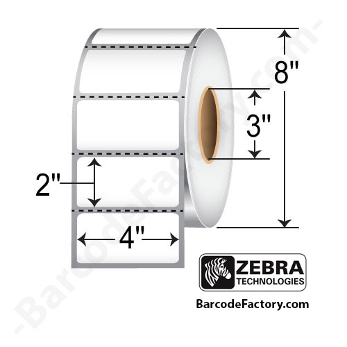 Zebra PolyPro 3000T 4x2 Polypropylene TT Label [Perforated] 10011994