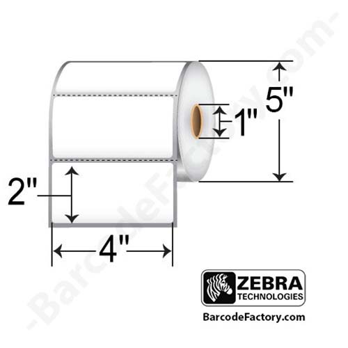  Zebra Technologies 83340 Z-Select 4000T - Etiqueta de papel, transferencia  térmica, perforada, 4 x 1 pulgada, núcleo de 1 pulgada, diámetro exterior  de 5 pulgadas (rollo de 2260, caja de 4