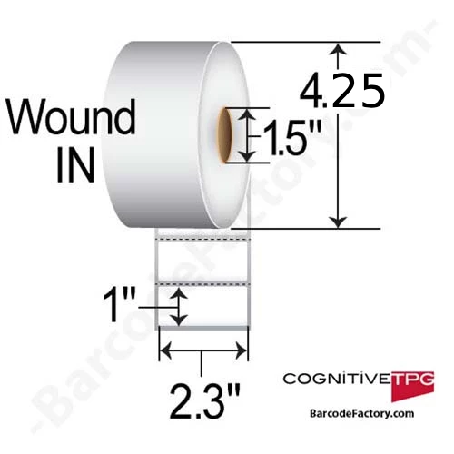 CognitiveTPG Cognitive  2.3x1  DT Label [Premium Top Coated, Perforated, Wound-In] 03-02-1519