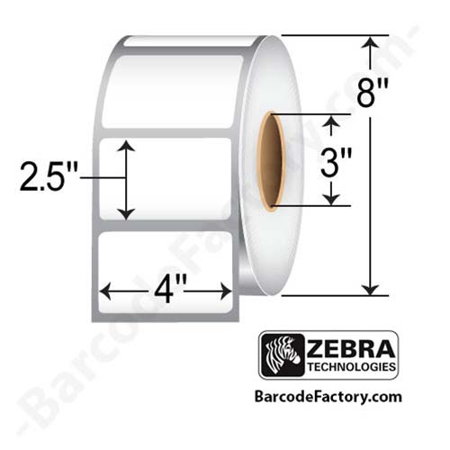 Zebra 4x2.5 TT Polyester Label [Non-Perforated] 65816