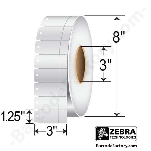 Zebra Z-Perform 1000T 3x1.25 TT Tag [Perforated] 67251