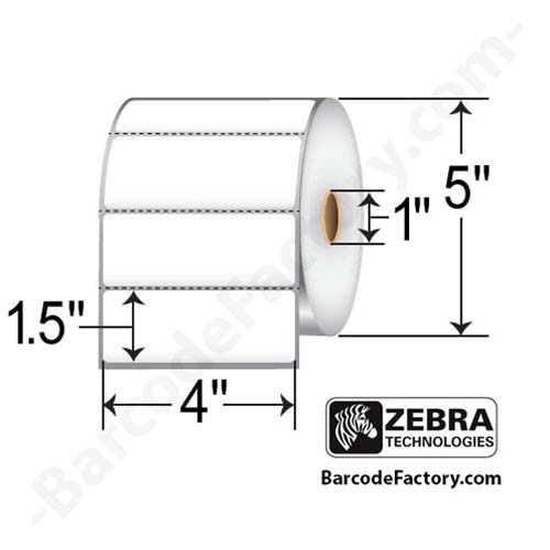 Zebra Z-Perform 2000D 4x1.5  DT Label [Premium Top Coated, Perforated] 10015786