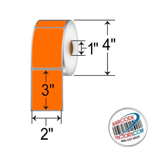 Barcodefactory 2x3  DT Label [Perforated, Orange] RD-2-3-500-OR