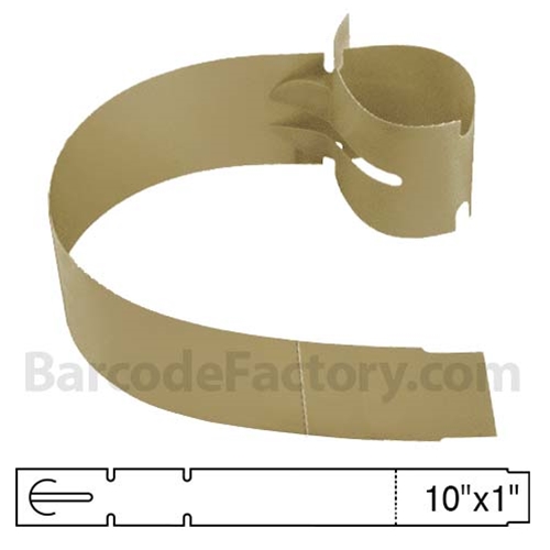 BarcodeFactory 10x1 Thermal Tan Tree Wrap Tags BAR-EPT10X1X4P-TN