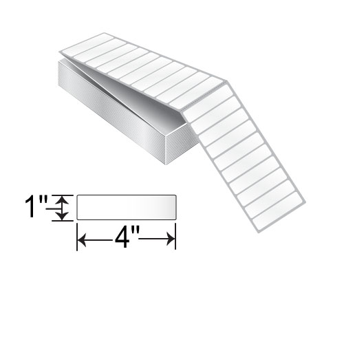 Barcodefactory 4x1 PolyKim/Kimdura Inkjet Label [Fanfold, Perforated] RIJK-4-1-5000-FF