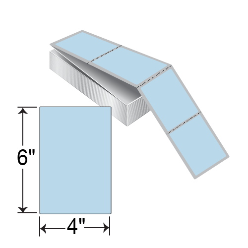 BarcodeFactory 4 x 6 TT Fanfold Label [Blue 290, Fanfold, Perforated] TTFF4X6-BLUE