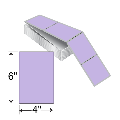 BarcodeFactory 4 x 6 TT Fanfold Label [Purple 2635, Fanfold, Perforated] TTFF4X6-PURPLE