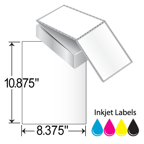 Barcodefactory 8.375x10.875  Inkjet Label [Fanfold, Freezer, Perforated] L-IJ-BK83810781250F