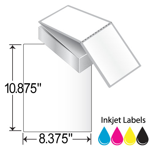 Barcodefactory 8.375x10.875 Polypropylene Inkjet Label [Fanfold, Perforated] L-IJ-S83810781000F-P-BAR