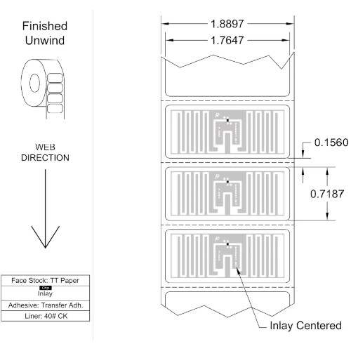 Tageos 1.764x0.718 EOS-241 M732 TT Paper RFID Labels O184C01X309001