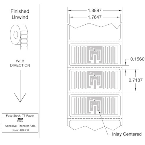 Tageos 1.764x0.718 EOS-241 M730 TT Paper RFID Labels O184C01X309003