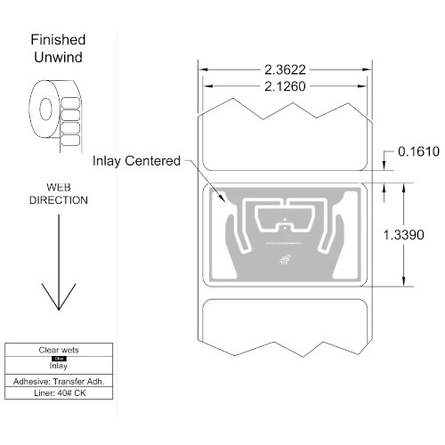 Tageos 2.126x1.339 EOS-300-5C-U9 TT Paper RFID Labels O191C01X334001