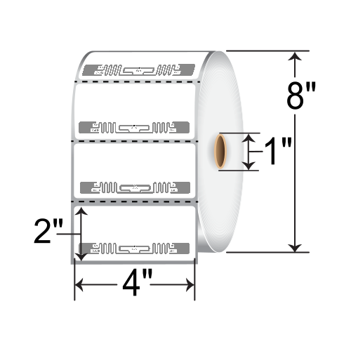 BarcodeFactory 4x2 RFID Label [Perforated, ALN-9840] RFT-4-2-ALN9840-T800