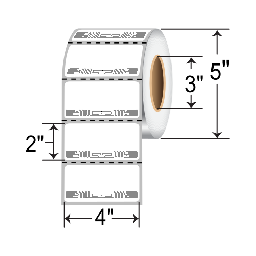 BarcodeFactory 4x2 RFID Label [TX9508DU8 (UCODE 8)] RFT-4-2-TX9508DU8-ZD500R