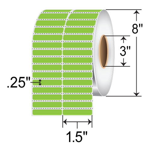 Zebra Z-Supreme 4000T 1.5x0.25 Polyimide TT Label [2up, Perforated, Green] 10023321