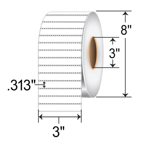 Zebra Z-Supreme 2000T 3x0.3125 Polyimide TT Label [Perforated] 10023215