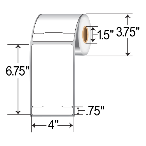 Barcodefactory 4x6.75 DT Shipping Label [Non-Perforated] RPS-4-675-250-15-NP