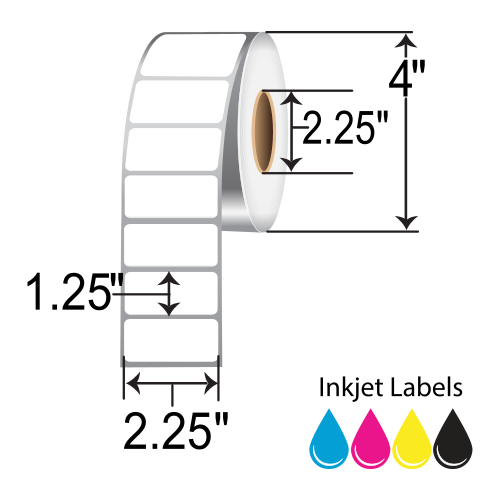 BarcodeFactory 2.25x1.25 Matte Poly Inkjet Label [Non-Perforated] ISP-225-125-625-225NP