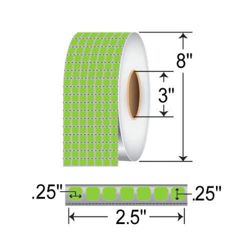 Zebra Z-Supreme 4000T 0.25x0.25 Polyimide TT Label [7up, Perforated, Green] 10023309