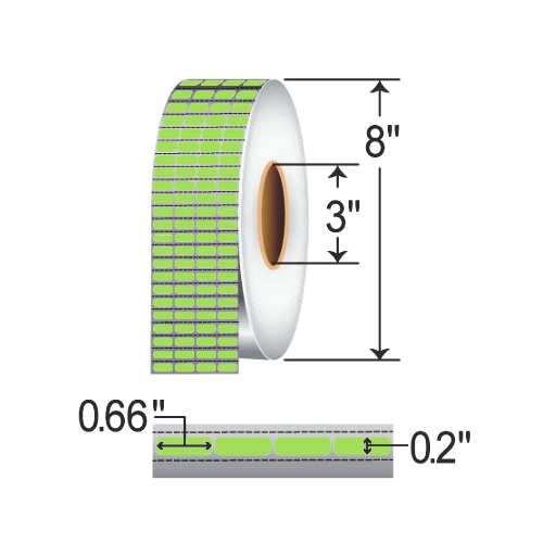 Zebra Z-Supreme 4000T 0.66x0.2 Polyimide TT Label [4up, Perforated, Green] 10023311