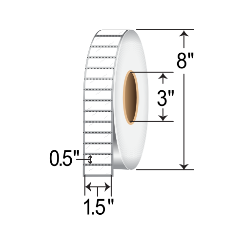 Barcodefactory 1.5x0.5 Polyester TT Label [Ultra Aggressive, Perforated] L-ZP-15051P-BAR