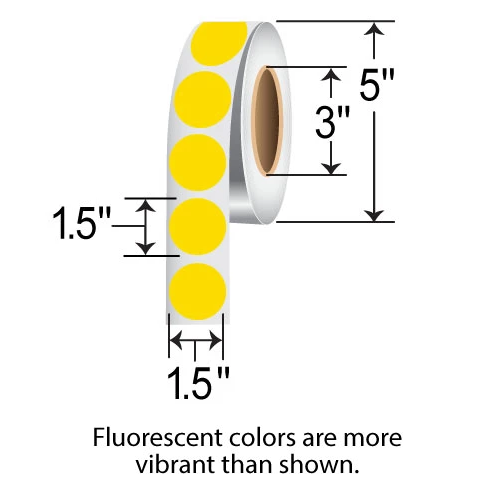 BarcodeFactory 1.5" Circles - Floodcoated TT [Yellow, Non-Perforated] IT-15-CIR-YL