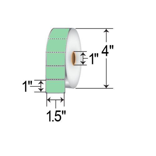 Barcodefactory 1.5x1  DT Label [Perforated, Green] RD-15-1-1375-GR