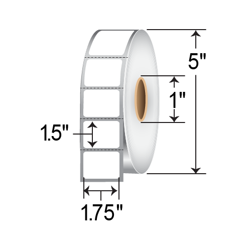 Zebra PolyPro 3000T 1.75x1.5 Polypropylene TT Label [Perforated] 10023333