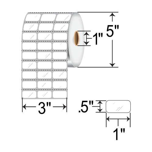 Zebra Z-Ultimate 2000T 1x0.5 Polyester TT Label [3up, Perforated] 10022982