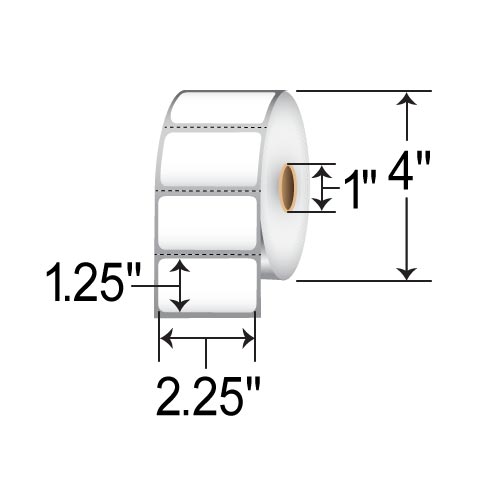 Barcodefactory 2.25 x 1.25 Thermal Transfer - 4in OD RT-225-125-1135-1