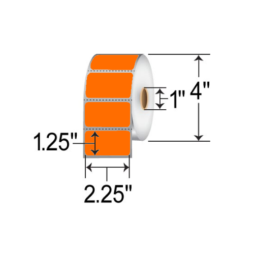 Barcodefactory 2.25x1.25  DT Label [Perforated, Orange] RD-225-125-1135-OR