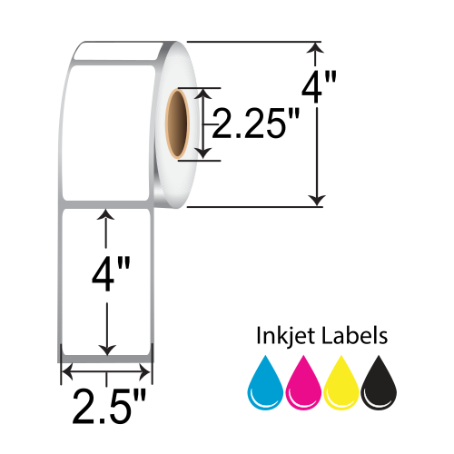 BarcodeFactory 2.5x4 Matte Poly Inkjet Label [Non-Perforated] ISP-25-4-225-225NP