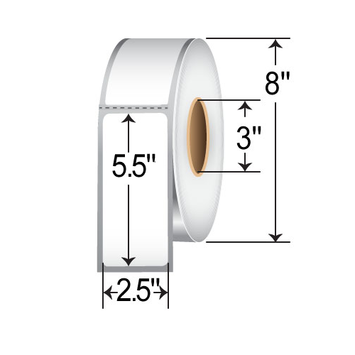 Barcodefactory 2.5x5.5 Polyester TT Label [Perforated] 2.5X5.5WHPOLY