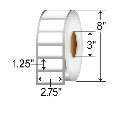 Zebra 2.75x1.25 TT Polyester Label [Non-Perforated] 10011701