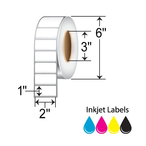 BarcodeFactory 2x1 Matte Inkjet Label [Non-Perforated, Freezer] L-IJ-BK212980R-36