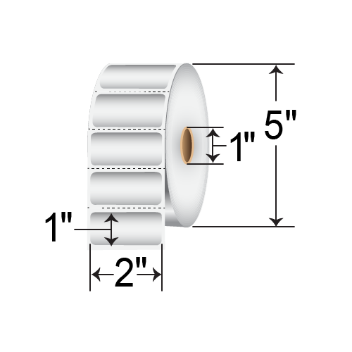 Zebra Z-Xtreme 4000T 2x1 Polyester TT Label [Perforated, Silver] 10023174