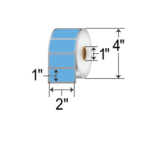 Barcodefactory 2 x 1 Direct Thermal Paper Label - Blue RD-2-1-1375-BL