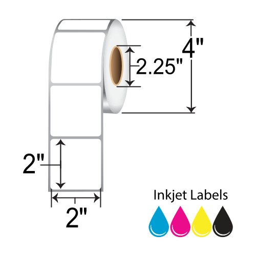 BarcodeFactory 2x2 Matte Poly Inkjet Label [Non-Perforated] ISP-2-2-400-225NP