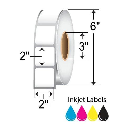 BarcodeFactory 2x2 Matte Inkjet Label [Non-Perforated, Freezer-Grade] L-IJ-BK221575R-36