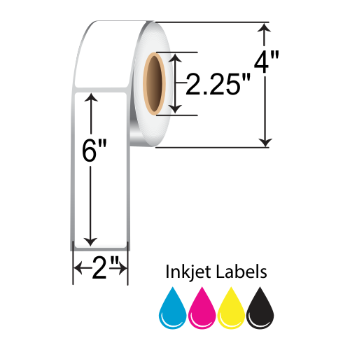 BarcodeFactory 2x6 Matte Poly Inkjet Label [Non-Perforated] ISP-2-6-150-225NP