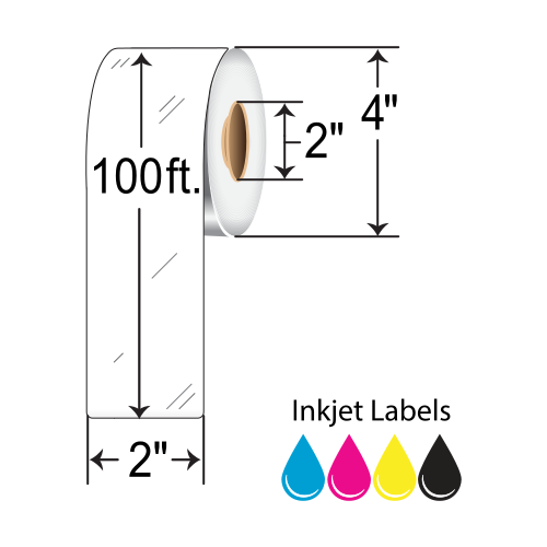 BarcodeFactory  2"x100' Continuous Inkjet Paper Label [Non-Perforated] RIJG-2-100-1-2