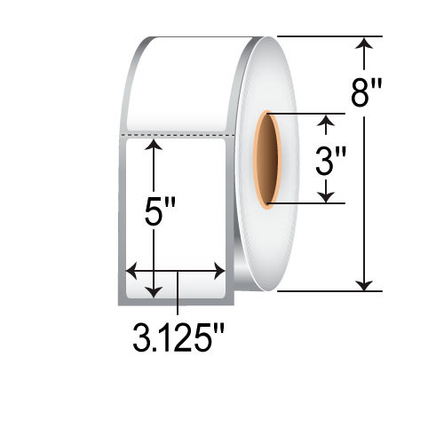 Barcodefactory 3.125x5  DT Label [Premium Top Coated, Perforated] RD-3125-5-1200-3