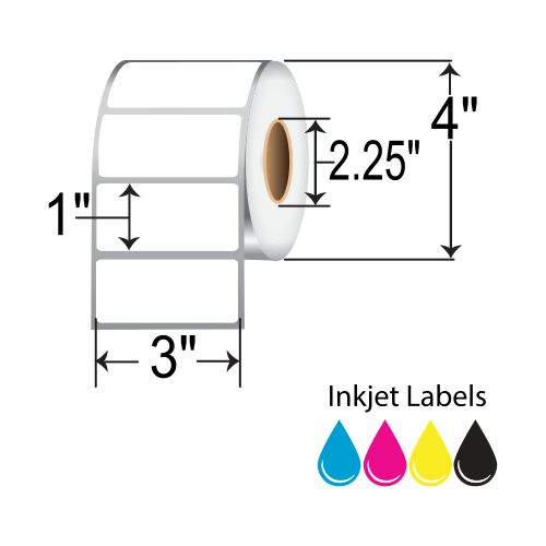 BarcodeFactory 3x1 Matte Poly Inkjet Label [Non-Perforated] ISP-3-1-800-225NP