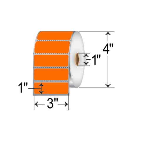 Barcodefactory 3x1  DT Label [Perforated, Orange] RD-3-1-1375-OR