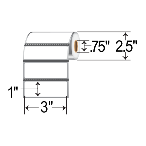 Barcodefactory 3x1  DT Label [Premium Top Coated, Perforated, for Mobile, Black Mark Sensing] RD-3-1-560-075